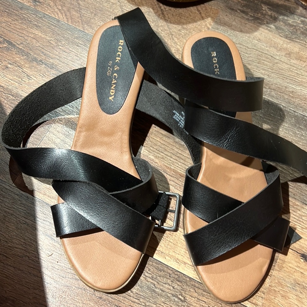 Brand new leather black sandals
